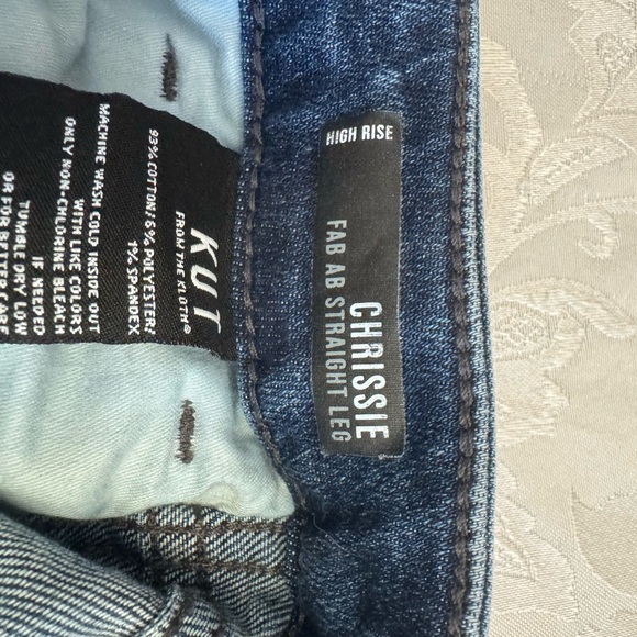 Kut From The Kloth Sz 10 High Rise Chrissie Fab Ab Straight Leg Distressed Jeans - Picture 5 of 9